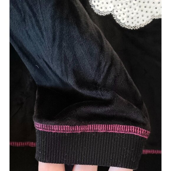 3/10 Betsey Johnson Girl's Velour Sequined Rainbow Top Size 6 Black Embellished - Picture 7 of 10